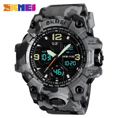 SKMEI Fashion Sports Waterproof Digital 2 Time Chronograph Watch 1155B