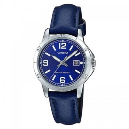Casio MTP-V004L-2B Men’s Blue Leather Band Blue Dial Analog Date Watch