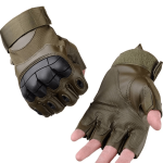 Leather Half Finger Rubber Hard Knuckle Outdoor Tactical Gloves