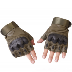 Leather Half Finger Rubber Hard Knuckle Outdoor Tactical Gloves