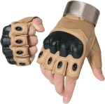 Leather Half Finger Rubber Hard Knuckle Outdoor Tactical Gloves