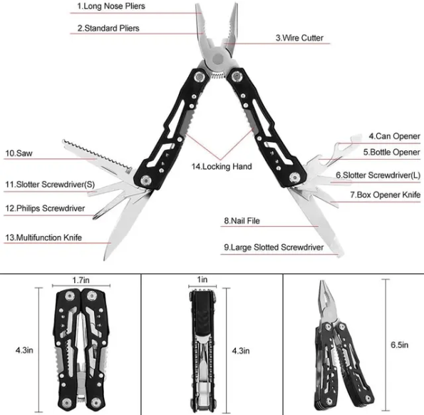 Camping Folding Multitool Stainless Steel Pliers