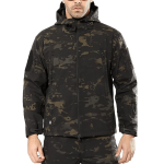 Tactical Soft Shell Waterproof Jacket Black Camo