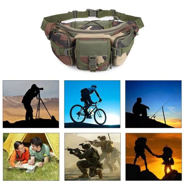 Outdoor Tactical Waist Bag Waterproof Pouch Woodland Camo