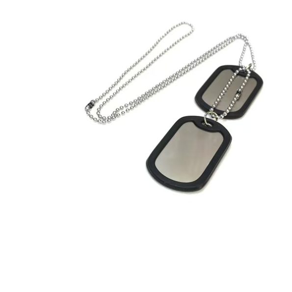 High Quality Double Dog Tags Stainless Steel Blank Metal with Rubber Silencers