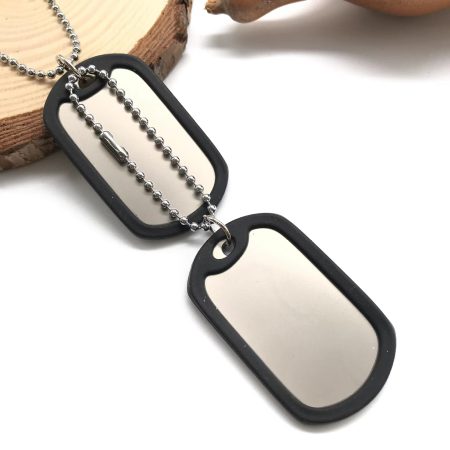 High Quality Double Dog Tags Stainless Steel Blank Metal with Rubber Silencers