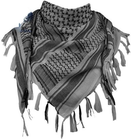 Tactical Desert Shemagh Head Shawl Bandana Scarf Mask Grey/White