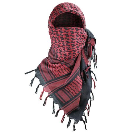 Tactical Desert Shemagh Head Shawl Bandana Scarf Mask Black/Red