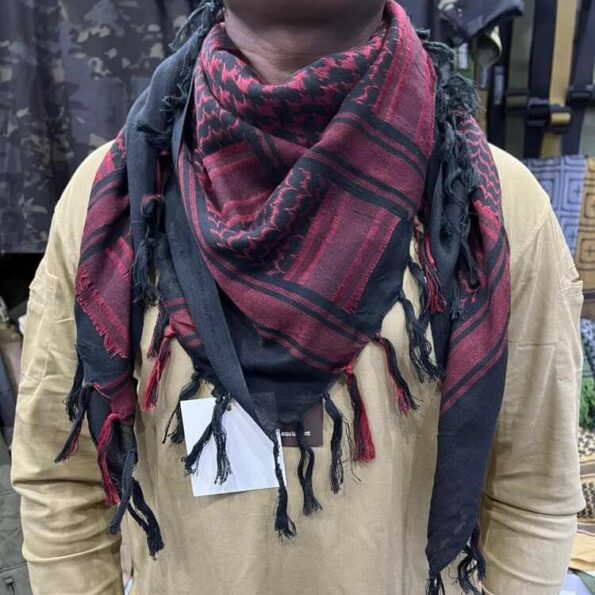 Tactical Desert Shemagh Head Shawl Bandana Scarf Mask Black/Red