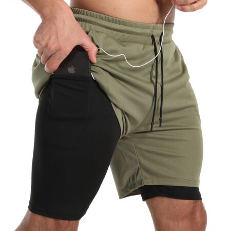 Men's 2-in-1 Gym Shorts – Built-In Compression with Phone Pocket