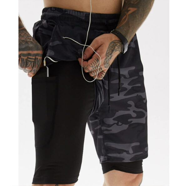 Men's 2-in-1 Gym Shorts – Built-In Compression with Phone Pocket
