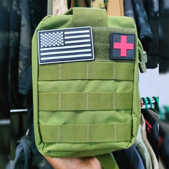 Emergency Survival Kit and First Aid Kit Professional Survival Gear SOS Emergency Tool with Molle Pouch (Green)