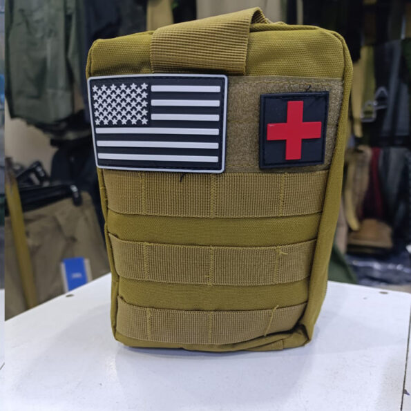 Emergency Survival Kit and First Aid Kit Professional Survival Gear SOS Emergency Tool with Molle Pouch (Brown)