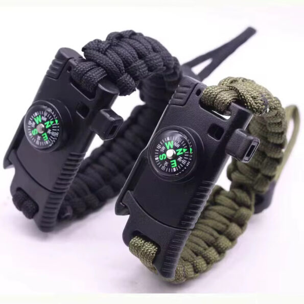 Paracord Survival Bracelet with Compass, Fire Starter & Emergency Whistle – Outdoor Adventure Gear