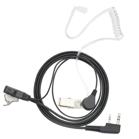 Walkie Talkie Earpiece with PTT Mic – Acoustic Tube Design, 2-Pin Connector