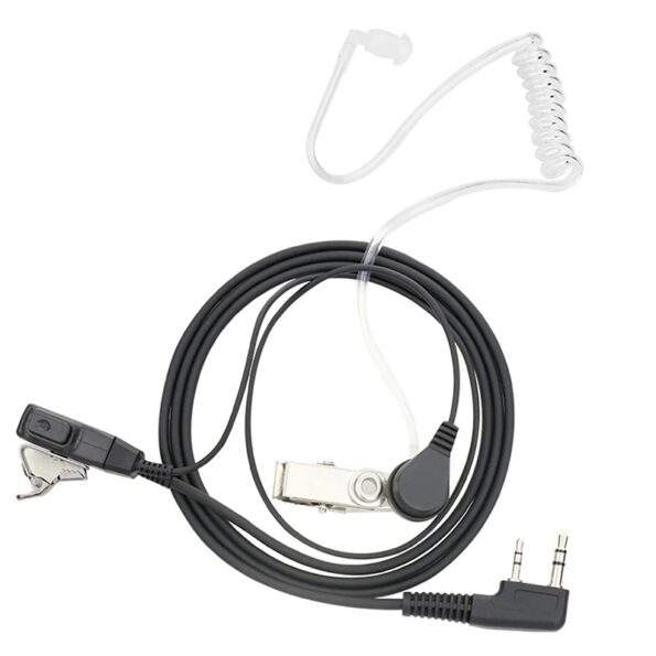 Walkie Talkie Earpiece with PTT Mic – Acoustic Tube Design, 2-Pin Connector