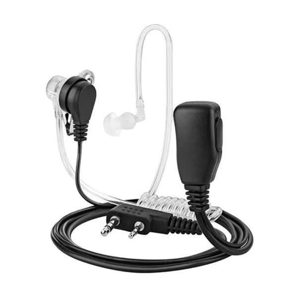 Walkie Talkie Earpiece with PTT Mic – Acoustic Tube Design, 2-Pin Connector