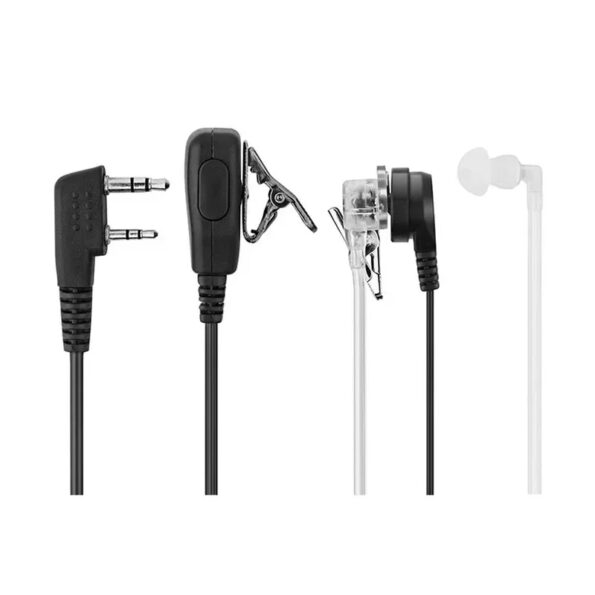 Walkie Talkie Earpiece with PTT Mic – Acoustic Tube Design, 2-Pin Connector