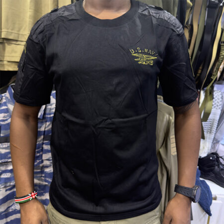 Tactical Utility T Shirt Comfortable Outdoor Style with Shoulder Pockets | Tactical T-Shirt Kenya (Black)