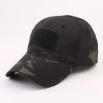 Tactical Utility Caps with Velcro Patch – Adjustable Outdoor & Everyday Wear Hats (Black Camo)