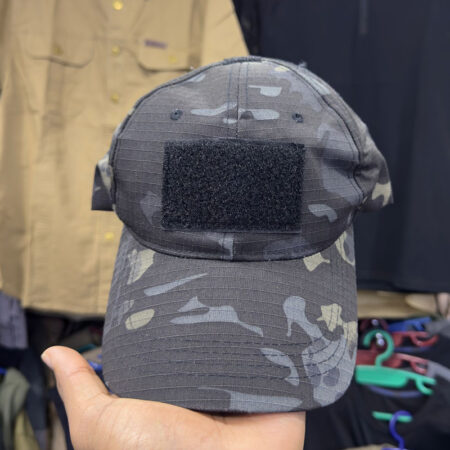 Tactical Utility Caps with Velcro Patch – Adjustable Outdoor & Everyday Wear Hats (Black Camo)