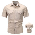khaki spandex short sleeve shirt kenya breathable stretch lightweight smart casual fit