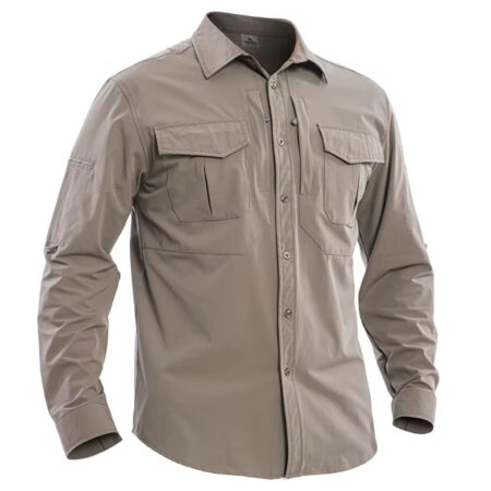 khaki nylon spandex long sleeve shirt kenya breathable stretch smart casual fit