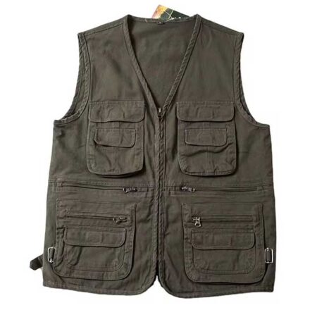 Cotton Half Jacket Lightweight Utility Vest for Men with Multiple Pockets