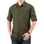 Green New Spandex Shirts Stretch Tactical Casual Shirts for Men in Kenya