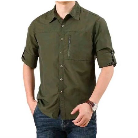 Green New Spandex Shirts Stretch Tactical Casual Shirts for Men in Kenya